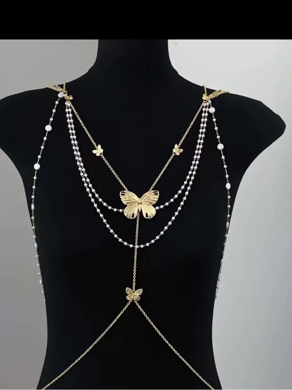 Anthropology Gold & Silver Butterfly Body Chain